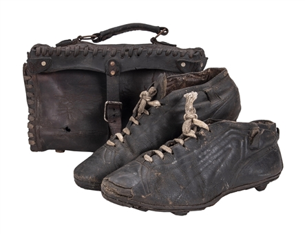 1930 Jimmy Douglas FIFA World Cup Game Used Soccer Shoes With Original Leather Box